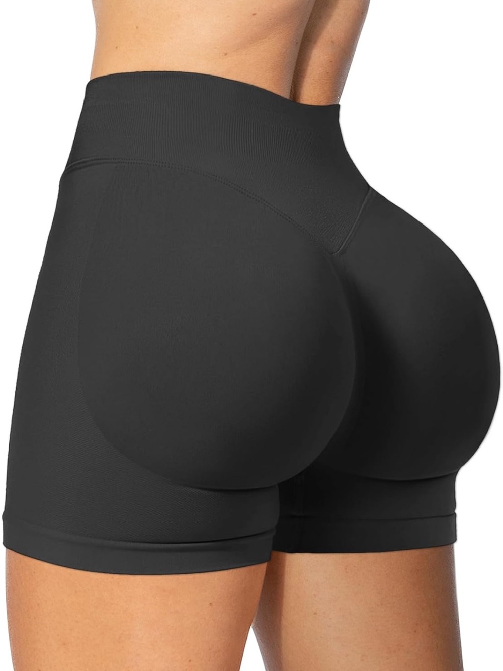 Women’s Black Seamless High-Waist Shaping Scrunch Butt Shorts